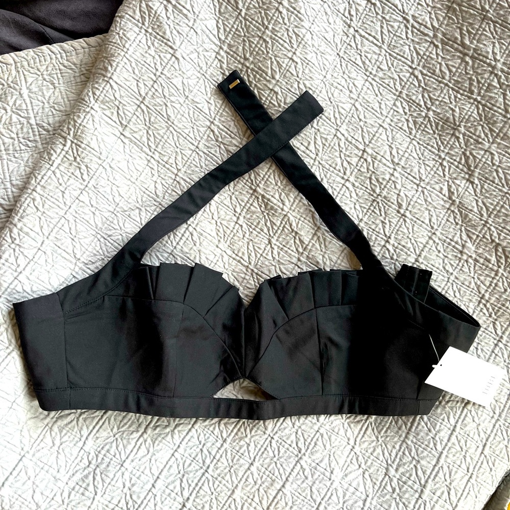 Black halter style bandeau top